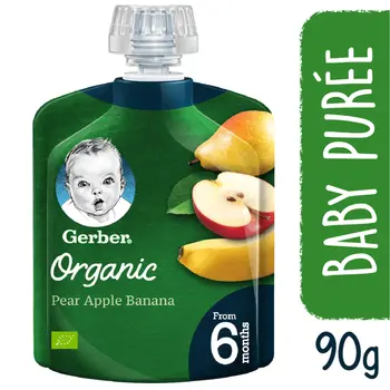 Gerber Organic Pear Apple Banana Baby Purée 90g