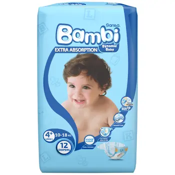 سانيتا بامبي رقم 4+ حفاضات أطفال كبيرة عادية 12قطعة
