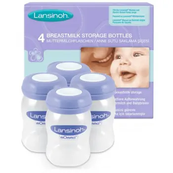 Lansinoh mOmma Purple Breastmilk Storage Bottles 4 Pieces