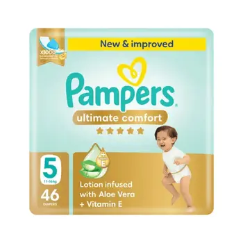 Pampers Ultimate Comfort Taped Diapers, Size 5, 11-16 46Pieces