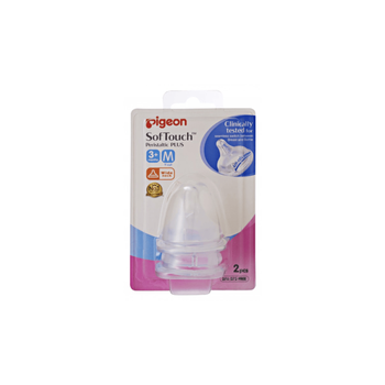 Pigeon Softouch Peristaltic Plus Wide Neck Silicone Teat Large Clear 2Pieces