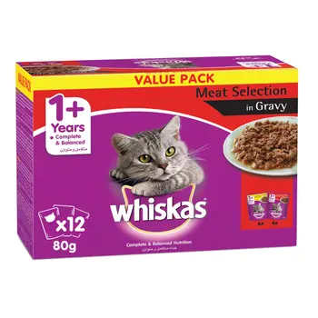 Whiskas Meat Selection in Gravy Pouches 12×80g