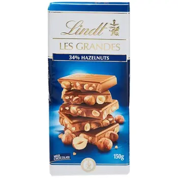 Lindt Lesgrandes Milk Chocolate With 34 Whole Hazelnuts 150G