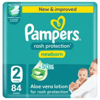 Pampers Rash Protection Taped Diapers, Size 2, 3-8 84Pieces