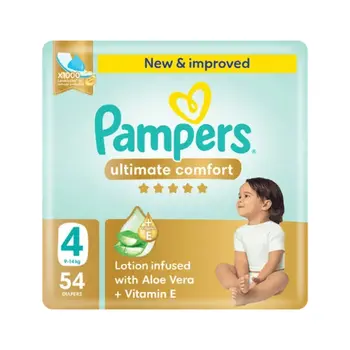 Pampers Ultimate Comfort Taped Diapers, Size 4, 9-14 54Pieces