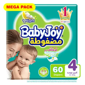 Baby Joy Size 4 XXL Megapack Diapers 60Pieces
