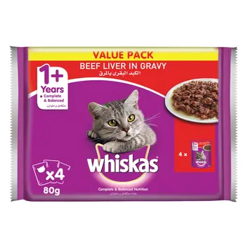 Whiskas Beef Liver Wet Cat Food 4x80g