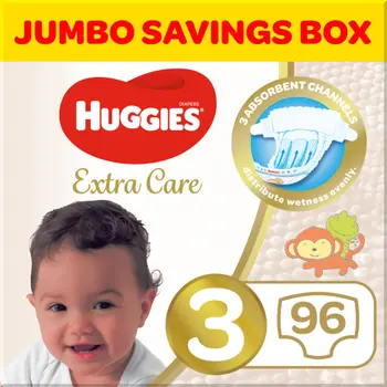 Huggies Extra Care Diapers 3+ Years 96 Pieces