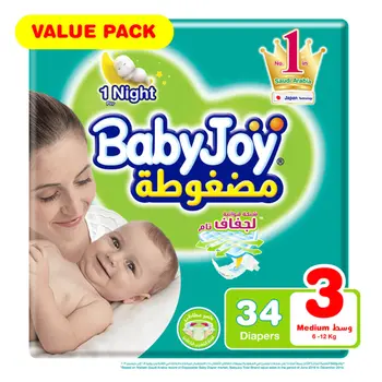 Babyjoy Diapers Medium 6-12kg 34 Pieces
