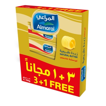 المراعي زبدة طبيعية غير مملحة حزمة 4×100جرام