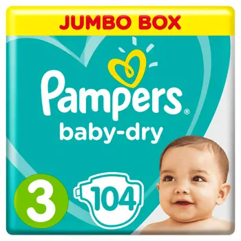 Pampers Baby-Dry Diapers Jumbo Pack 104 Pieces