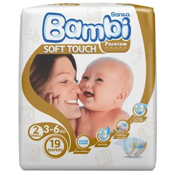سانيتا بامبي حفاض أطفال مقاس صغير 3-6كيلو 19قطعة