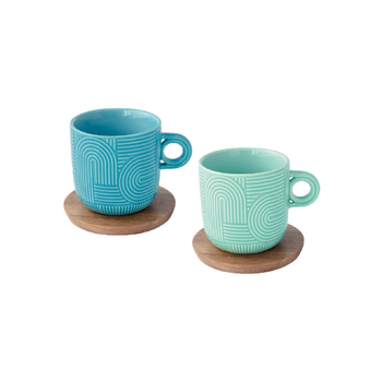 EASY LIFE Blue-Green Cup & Saucer Set 250ml
