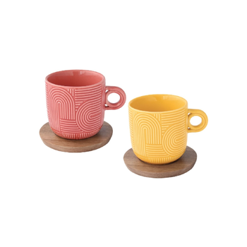 EASY LIFE Red-Yellow Cup & Saucer Set 250ml