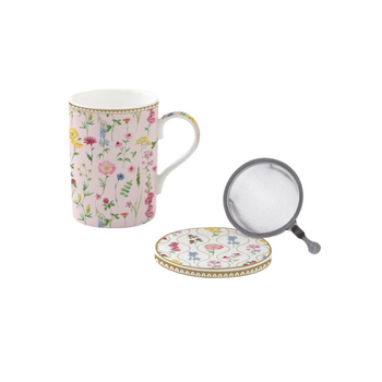 EASY LIFE Meadow Flowers Pink Cup and Saucer Set 350ml