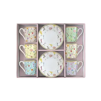 EASY LIFE Meadow Flowers Cup & Saucer Set 4x100ml