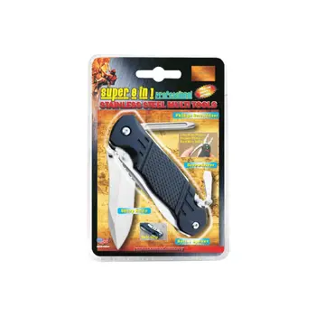 ب.بون سكين جيب متعددة الاستخدامات من الستانلس ستيل وبطول 10.5 سم باللونين الأسود والفضي 1قطعة