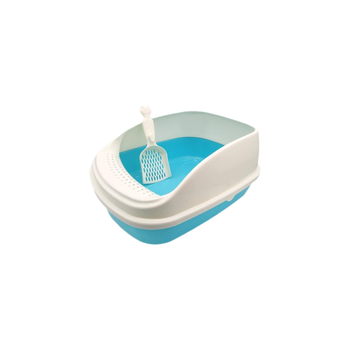 Seven Bird Open Litter Box with Raised Edges and Scoop 52x37x22cm