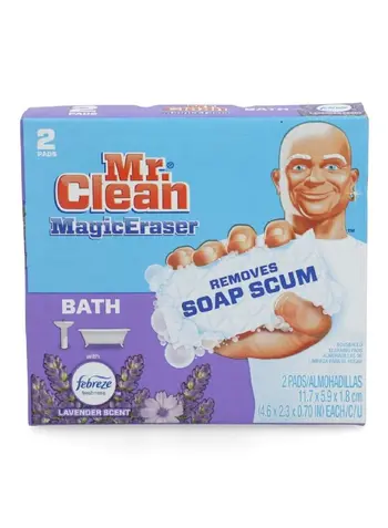 مستر كلين إسفنجة استحمام مستر كلين برائحة اللافندر مكونة من قطعتين بيضاء 13.8×13×2.8سم 1قطعة