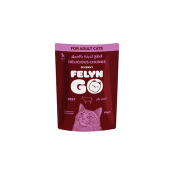 فلاين جو طعام رطب للقطط قطع اللحم البقري في المرق 85جرام