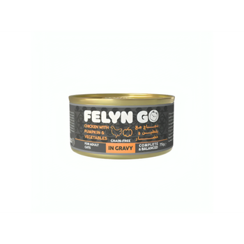 فلاين جو طعام رطب للقطط بالدجاج واليقطين والخضار بالمرق 75جرام