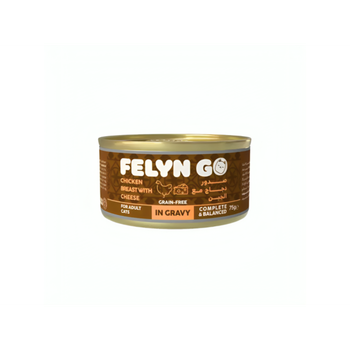 فلاين جو طعام رطب للقطط بصدور الدجاج مع الجبن في المرق 75جرام
