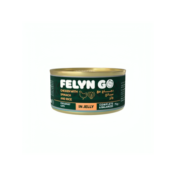 فلاين جوطعام رطب للقطط بالدجاج مع السبانخ والارز بالجيلي 75جرام