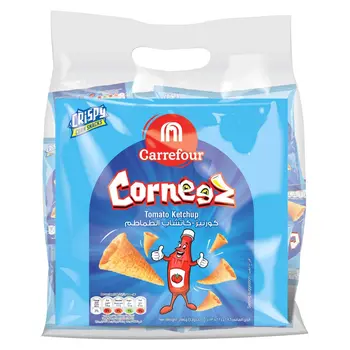 Carrefour Corneez Tomato Ketchup Crispy Corn Snacks 22x13g