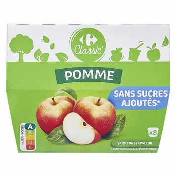 Carrefour Classic Apple Compote No Added Sugars 8x100g