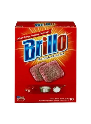 بريلو   أسفنجات ليف سلكي للتنظيف شديدة التحمل متعددة الأغراض 10 قطع أحمر 18.29 × 6.1 × 12.95 سم 1430438 1قطعة