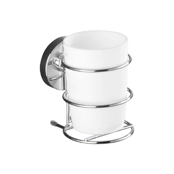 وينكو ميلازو كوب لفرش الأسنان مع حامل للتثبيت على الحائط بالعزل الهوائي أبيض وفضي 11.5 x 7.5 x 9.5 سم 20880100 1قطعة