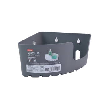 تاتاي ستاندر البولي بروبيلين سلة تخزين بتصميم زاوية بتثبيت أكواب الشفط باللون رمادي 11 x 20 x 20 سم 4520300 1قطعة