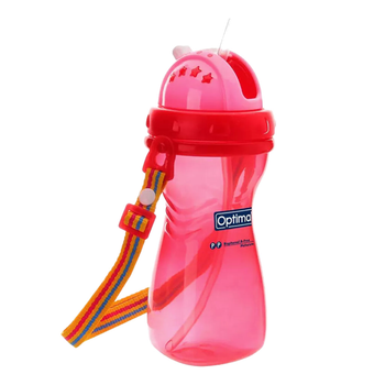 Optimal Pink Silicone Straw Bottle
