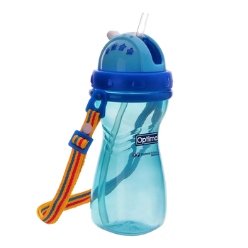 Optimal Blue Silicone Straw Bottle