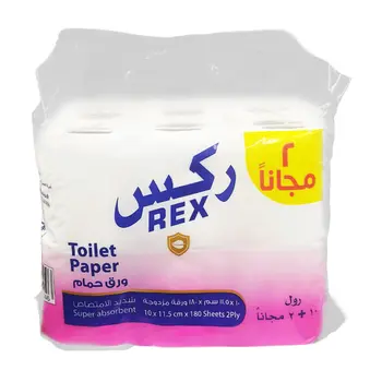 Rex 2-Ply Super Absorbent Toilet Paper 12x180 Pieces