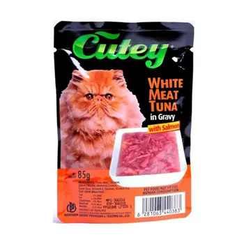 Cutey Tuna & Salmon Cat Food in Gravy 85g