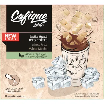 Cofique White Mocha Instant Iced Coffee Powder Multipack 24 g x10 Pcs