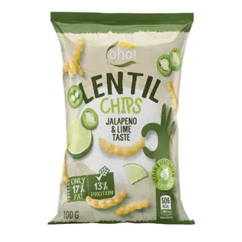 OHO Lentil Chips With Jalapeno & Lime 100g