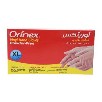 Orinex Clear Vinyl Hand Gloves XL 100 pcs