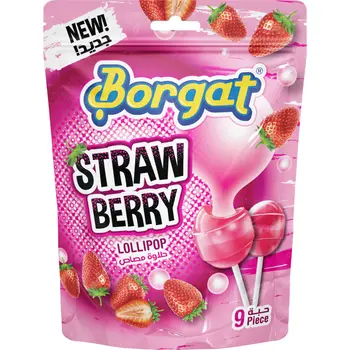 Borgat Lollies Strawberry With Gum 9 Pcs x 18 g
