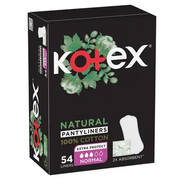 Kotex Natural Panty Liners, 100% Cotton, Normal Size, Daily Panty Liners 54Pieces
