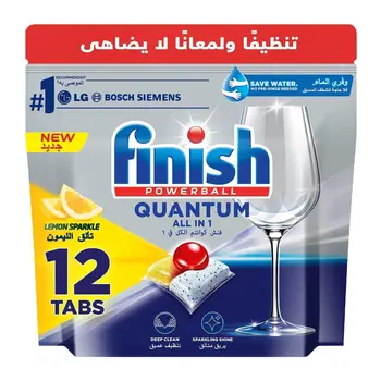 Finish Powerball Quantum Lemon Sparkle Dishwasher Tabs 12 Pack