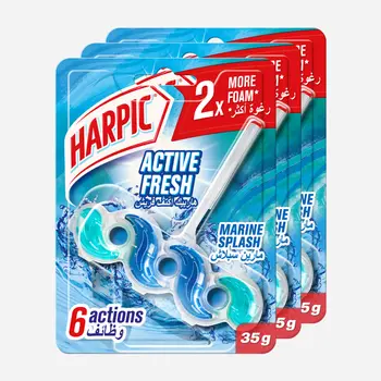 Harpic Active Fresh Marine Splash Toilet Cleaner Rim Block, Toilet Freshener, 35G, Pack Of 3