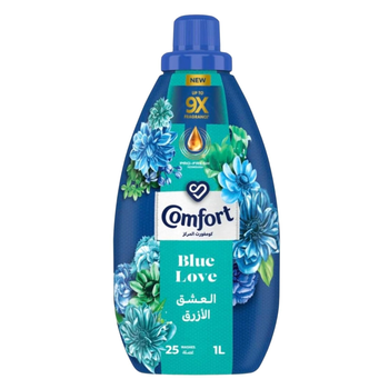 Comfort Concentrated Fabric Softener, Blue Love, With Pro-Fresh Technology For Up To 9X Fragrance, 1L
