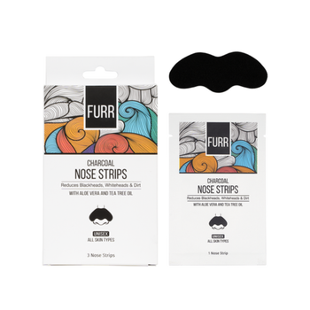 Furr Blackhead Remover Charcoal Nose Strips, With Aloe Vera & Tea Tree Oil 3Pieces