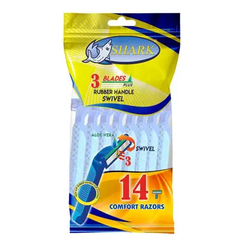 شارك شفرات للحلاقة ثلاثية الشفرة رأس متحرك مع منعم يدرين 14قطعة