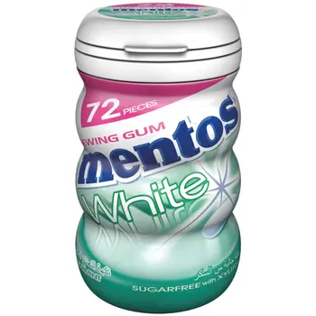 Mentos White Gum Spearmint Sugar-Free Bottle 72Pieces