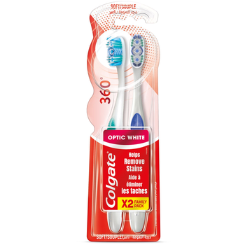 Colgate 360 Optic White Soft Compact Head Toothbrush 2Pieces
