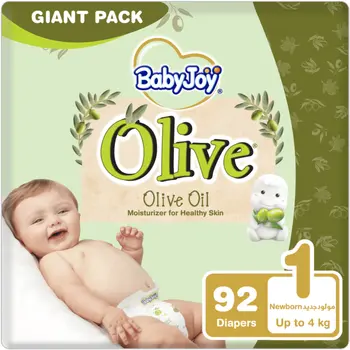 Babyjoy Healthy Skin Giant Pack Newborn Diapers Size 1 Up to 4Kg 92pieces