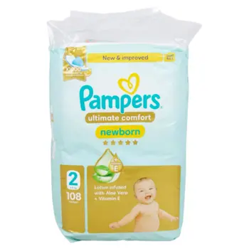 بامبرز حفاضات راحة متكاملة مقاس 2 ( 3 - 8 كيلو) عبوة التوفير الكبير 108قطعة